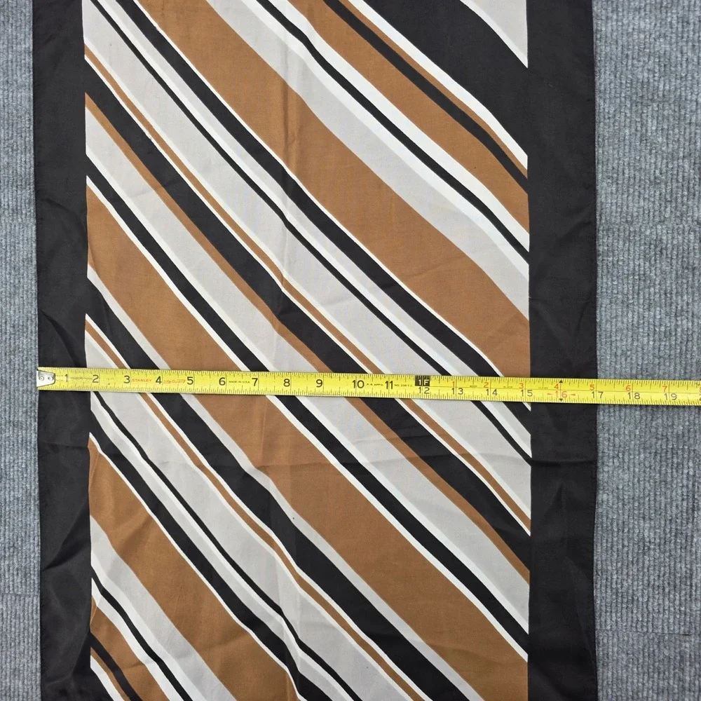 Jaques Piaget Vintage Striped Scarf Black Brown Tan White Geometric Fringed 7x53